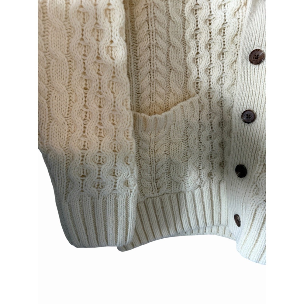 Brandy Melville Eva Heavy Wool Cable Knit Cardigan Ivory Women's Size O/S - Picture 7 of 13